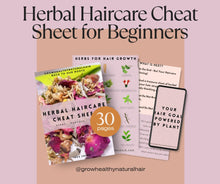 Load image into Gallery viewer, Herbal Haircare Cheat Sheet: The Plant-Powered Guide to Herbs for Hair Growth, Hair Health, Scalp Care & More!